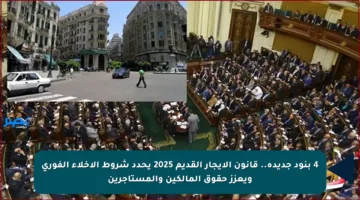 4 بنود جديدة..  قانون الإيجار القديم 2025 يحدد شروط الإخلاء الفوري ويعزز حقوق المالكين والمستأجرين
